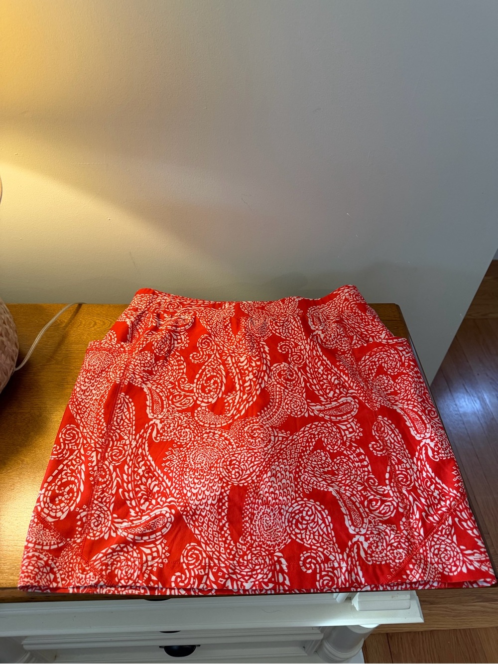 Chico’s Golf Skort Orange White Paisley Print Skirted  Bottom 18” length